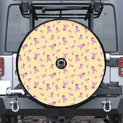 Pastel Breast Cancer Awareness Print Tire Cover With Camera Hole