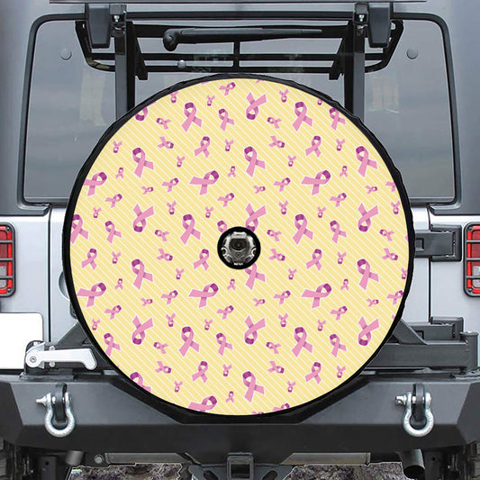 Pastel Breast Cancer Awareness Print Tire Cover With Camera Hole