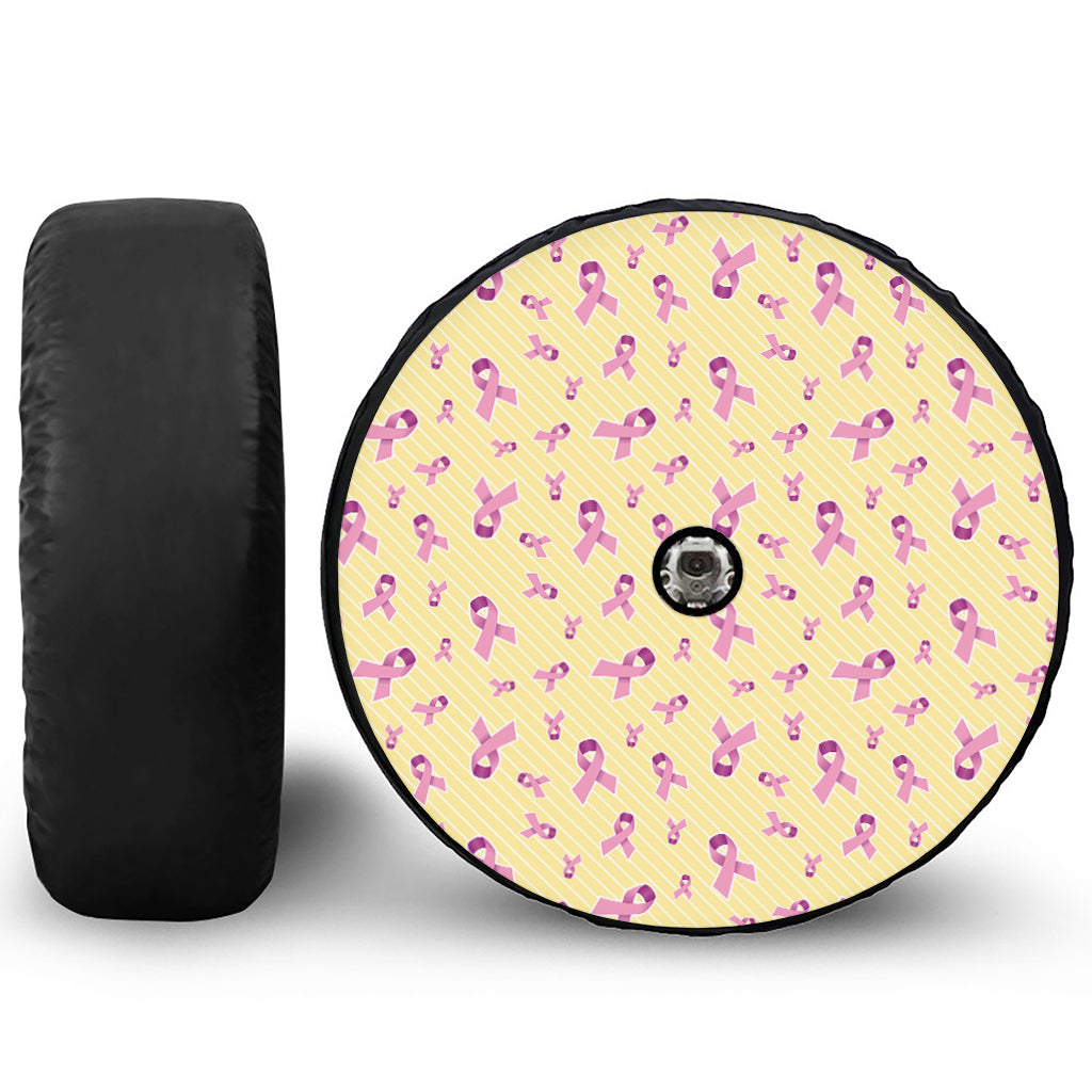 Pastel Breast Cancer Awareness Print Tire Cover With Camera Hole