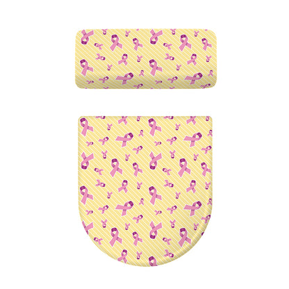 Pastel Breast Cancer Awareness Print Toilet Lid And Tank Cover Set