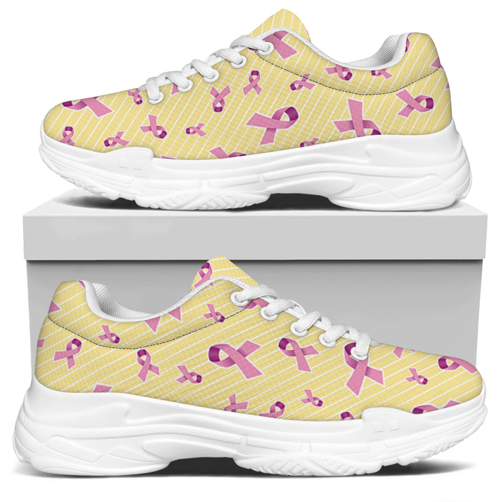 Pastel Breast Cancer Awareness Print White Chunky Shoes