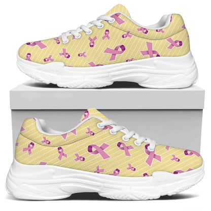 Pastel Breast Cancer Awareness Print White Chunky Shoes