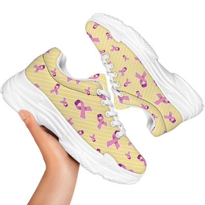 Pastel Breast Cancer Awareness Print White Chunky Shoes
