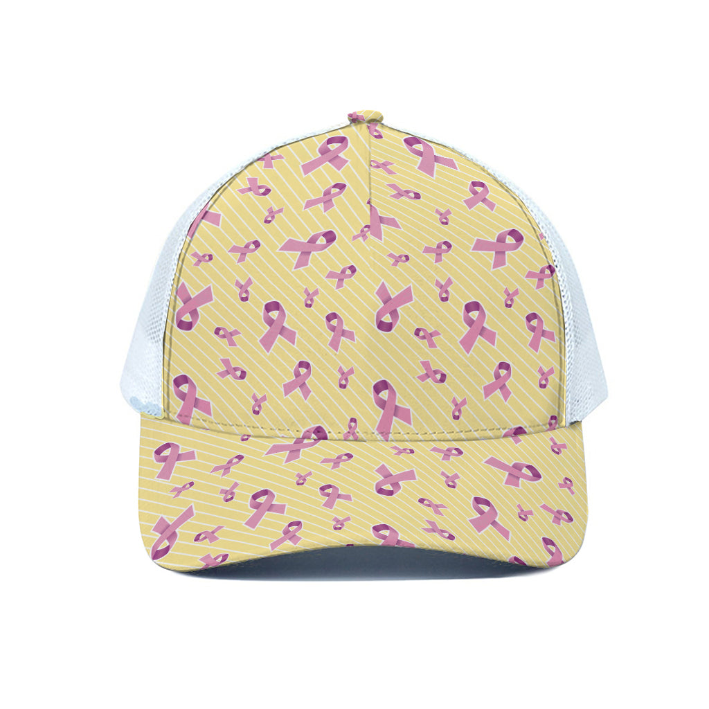 Pastel Breast Cancer Awareness Print White Mesh Trucker Cap