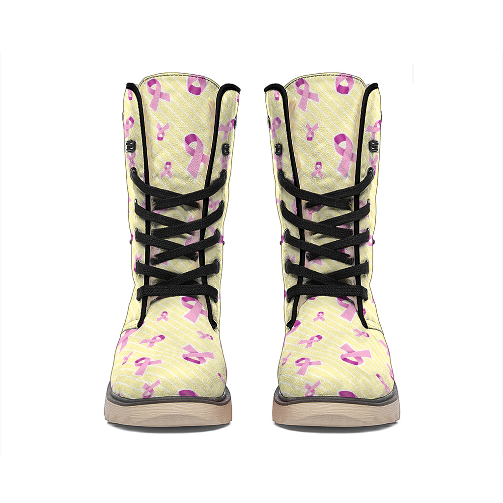 Pastel Breast Cancer Awareness Print Winter Boots