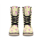 Pastel Breast Cancer Awareness Print Winter Boots