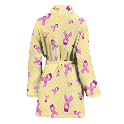 Pastel Breast Cancer Awareness Print Women's Bathrobe