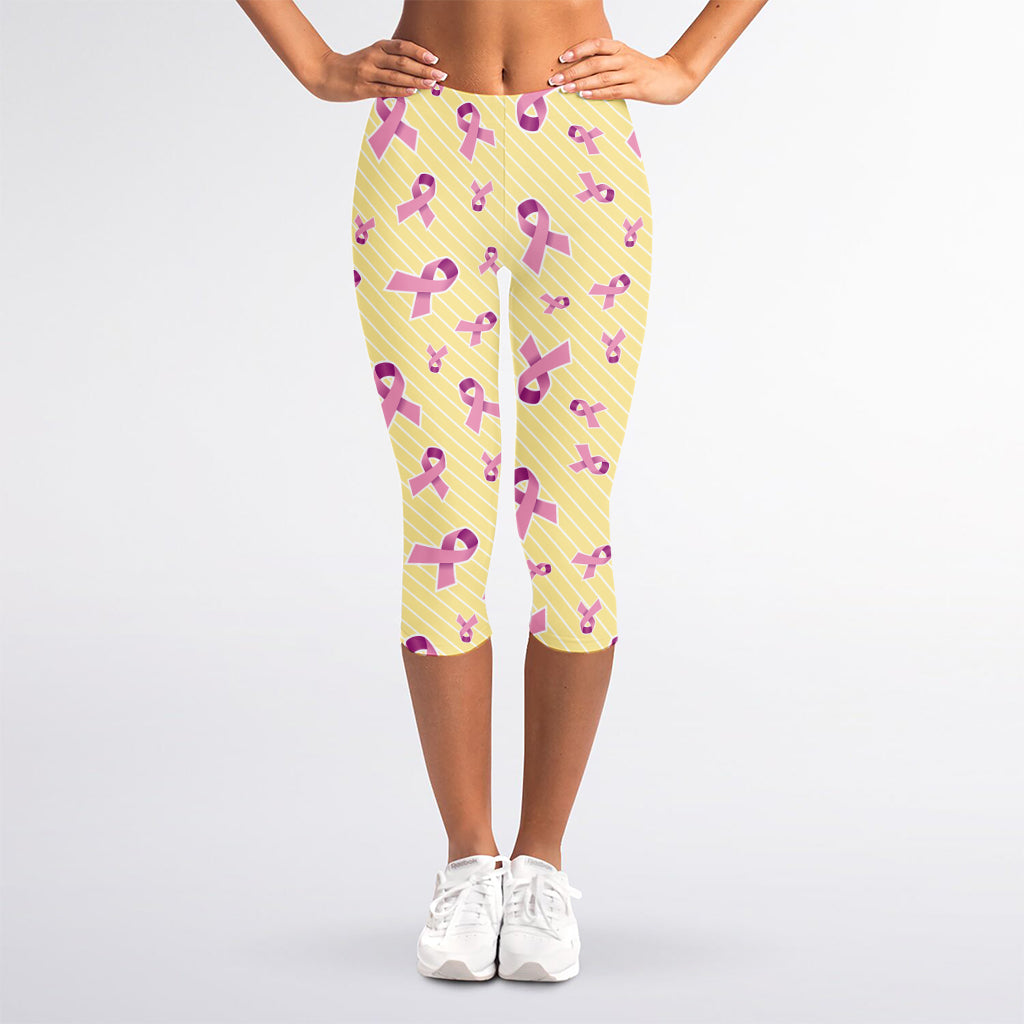Pastel Breast Cancer Awareness Print Women's Capri Leggings