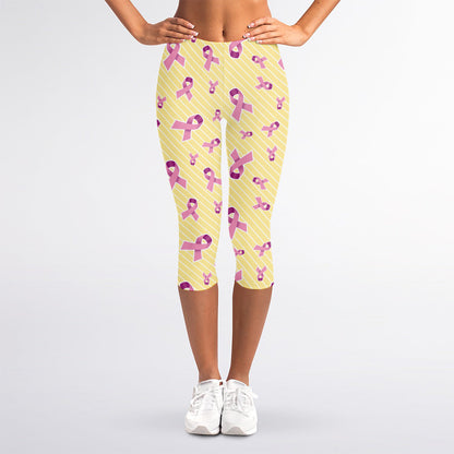 Pastel Breast Cancer Awareness Print Women's Capri Leggings