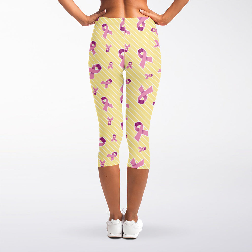 Pastel Breast Cancer Awareness Print Women's Capri Leggings
