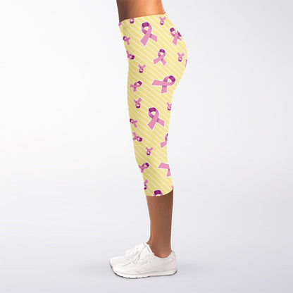 Pastel Breast Cancer Awareness Print Women's Capri Leggings