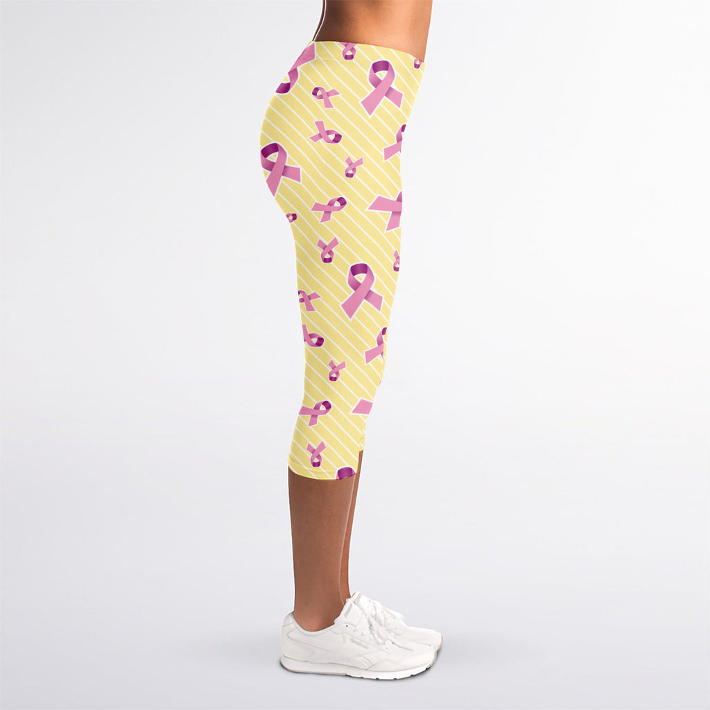 Pastel Breast Cancer Awareness Print Women's Capri Leggings
