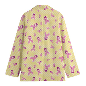 Pastel Breast Cancer Awareness Print Women's Cotton Blazer