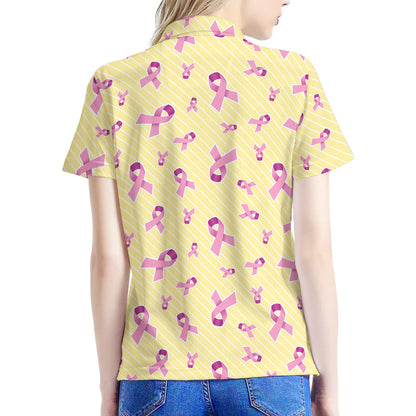 Pastel Breast Cancer Awareness Print Women's Polo Shirt
