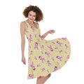 Pastel Breast Cancer Awareness Print Sleeveless Knee Length Dress