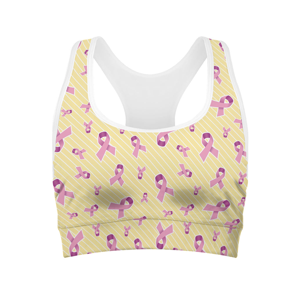 Pastel Breast Cancer Awareness Print Women's Sports Bra