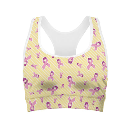 Pastel Breast Cancer Awareness Print Women's Sports Bra