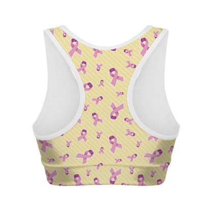 Pastel Breast Cancer Awareness Print Women's Sports Bra
