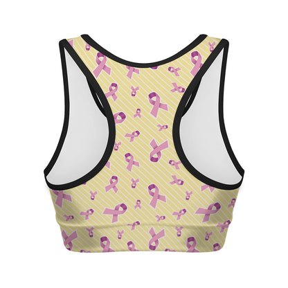Pastel Breast Cancer Awareness Print Women's Sports Bra