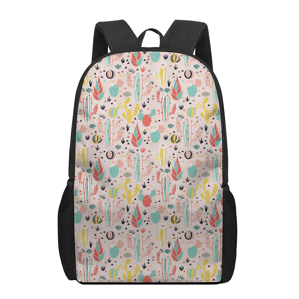 Pastel Cactus And Succulent Print 17 Inch Backpack