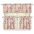 Pastel Cactus And Succulent Print 3 Piece Kitchen Curtains
