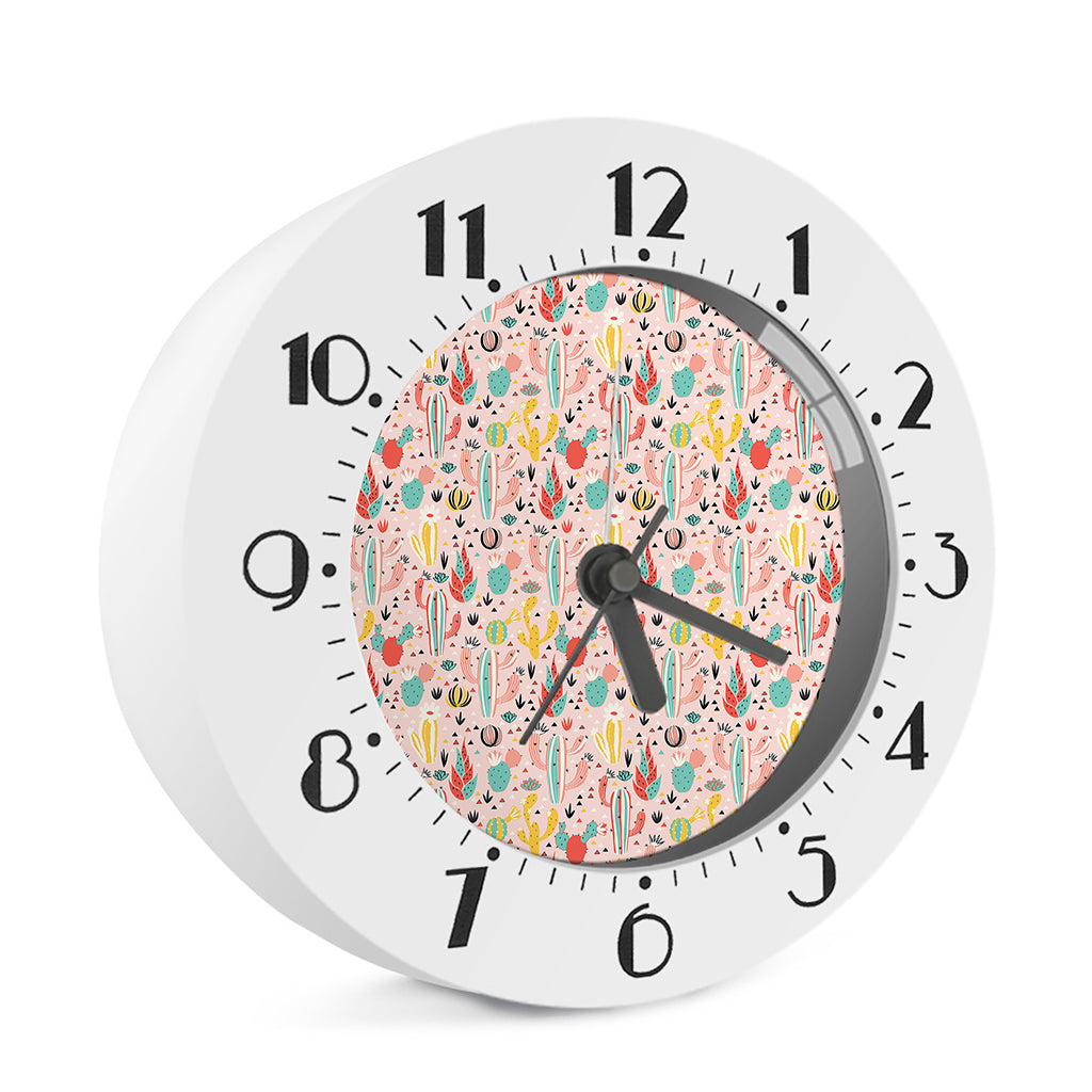 Pastel Cactus And Succulent Print Alarm Clock