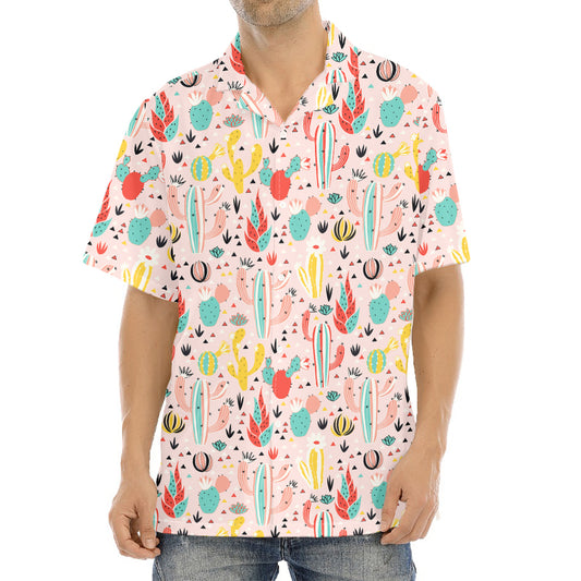 Pastel Cactus And Succulent Print Aloha Shirt