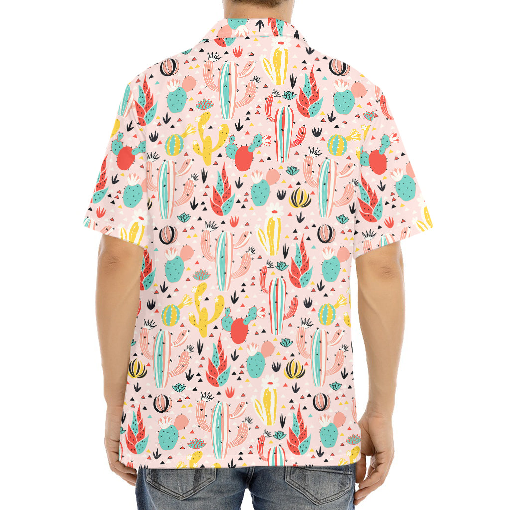Pastel Cactus And Succulent Print Aloha Shirt