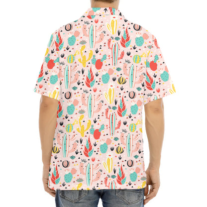 Pastel Cactus And Succulent Print Aloha Shirt