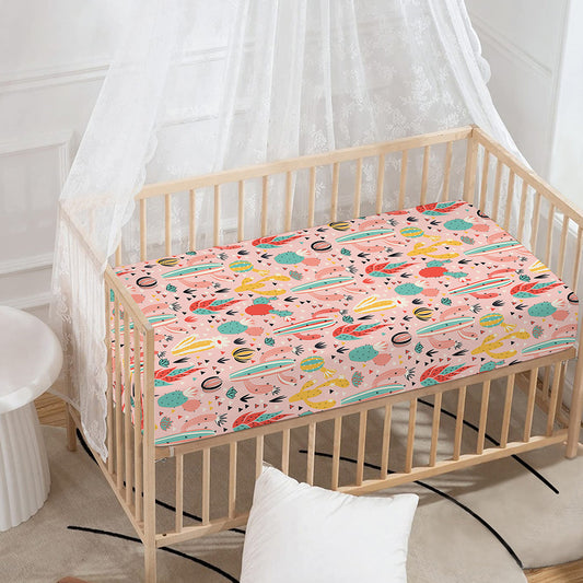 Pastel Cactus And Succulent Print Baby Crib Sheet