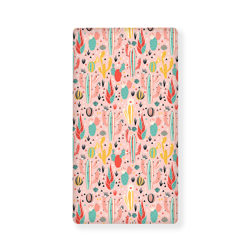 Pastel Cactus And Succulent Print Baby Crib Sheet