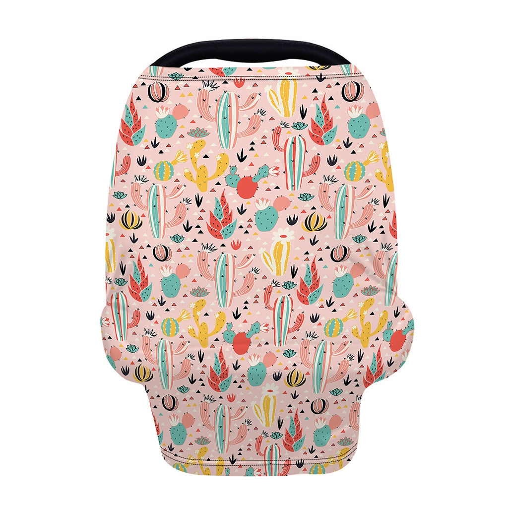 Pastel Cactus And Succulent Print Baby Seat Cover