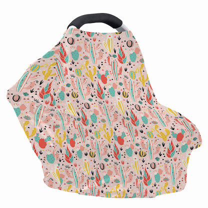 Pastel Cactus And Succulent Print Baby Seat Cover