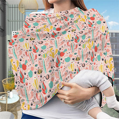Pastel Cactus And Succulent Print Baby Seat Cover