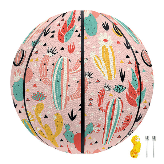 Pastel Cactus And Succulent Print Basketball