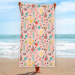 Pastel Cactus And Succulent Print Beach Towel