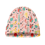 Pastel Cactus And Succulent Print Beanie