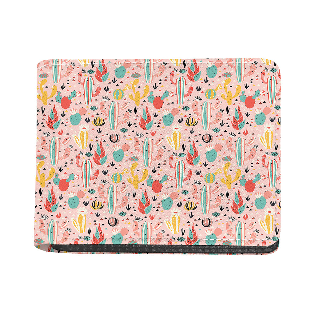Pastel Cactus And Succulent Print Bifold Wallet