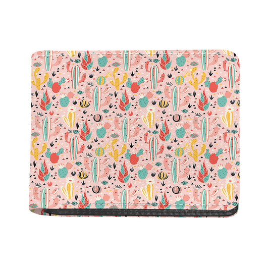 Pastel Cactus And Succulent Print Bifold Wallet