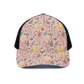 Pastel Cactus And Succulent Print Black Mesh Trucker Hat