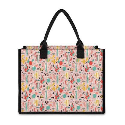 Pastel Cactus And Succulent Print Canvas Tote Bag