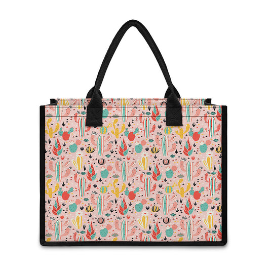 Pastel Cactus And Succulent Print Canvas Tote Bag