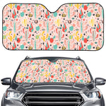 Pastel Cactus And Succulent Print Car Windshield Sun Shade