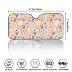 Pastel Cactus And Succulent Print Car Windshield Sun Shade