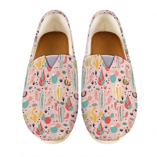 Pastel Cactus And Succulent Print Casual Shoes