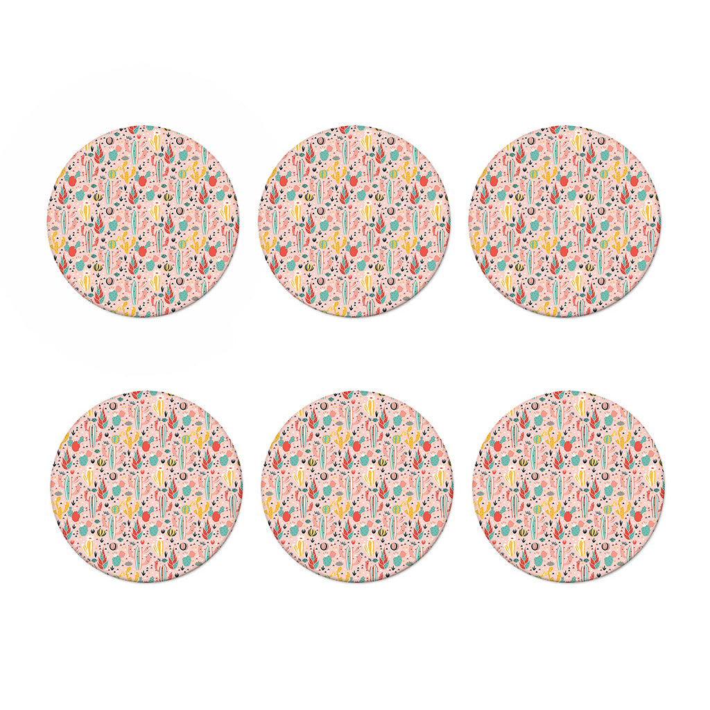 Pastel Cactus And Succulent Print Coaster Set