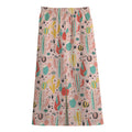 Pastel Cactus And Succulent Print Cotton Front Slit Maxi Skirt