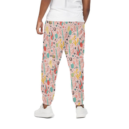 Pastel Cactus And Succulent Print Cotton Pants