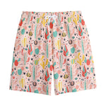 Pastel Cactus And Succulent Print Cotton Shorts