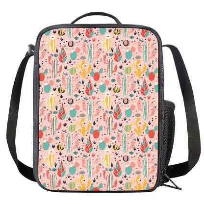 Pastel Cactus And Succulent Print Crossbody Lunch Bag